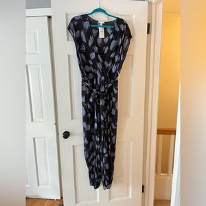 Black and lavender floral jumpsuit